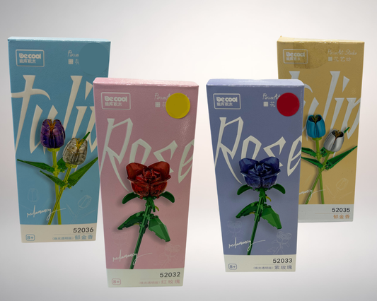 Flower Brick Sets—Rose & Tulip Collection