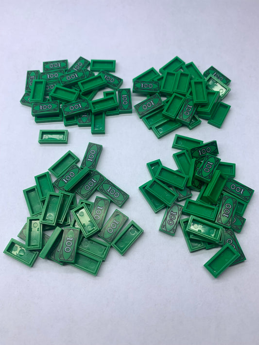 1x2 Dollar Tile Money Pick Quantity —Compatible with Lego